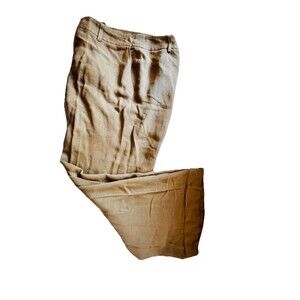 Akris Linen Pants Tan Switzerland Size 10 Wide Leg